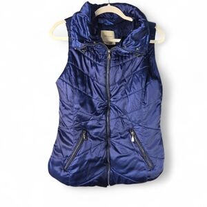 Roosevelt Black Label Women's Navy Blue Quilted Puffer Vest Faux Fur Lined  XL
